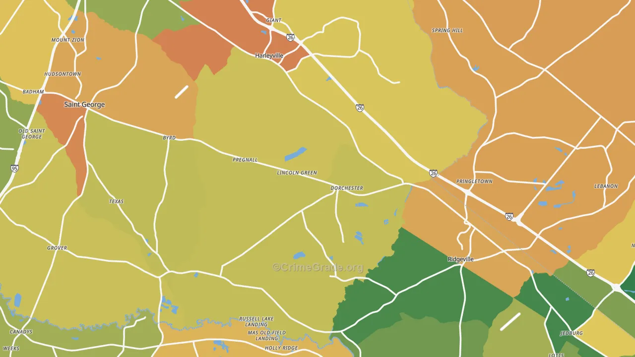 Dorchester, SC Map of Vandalism Rates