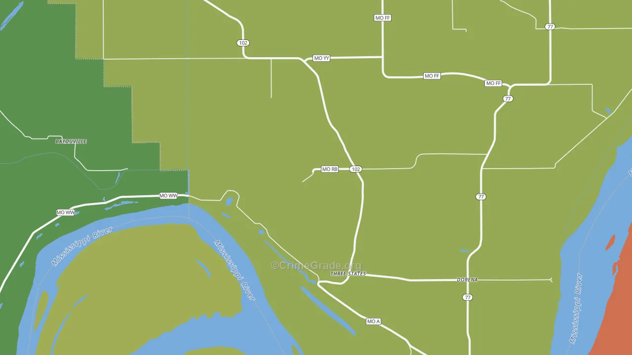 Dorena, MO Map of Vandalism Rates