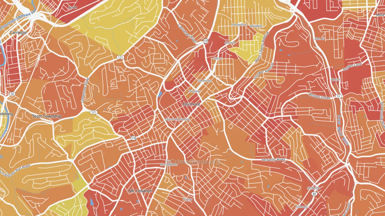 Dormont, PA Map of Vandalism Rates