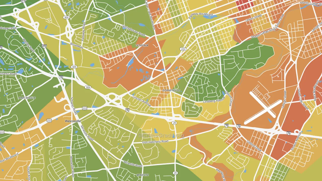 Dorneyville, PA Map of Vandalism Rates