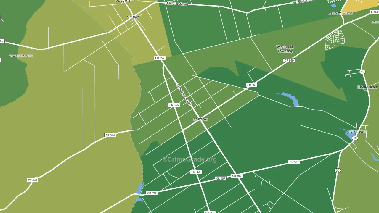 Dorothy, NJ Map of Vandalism Rates