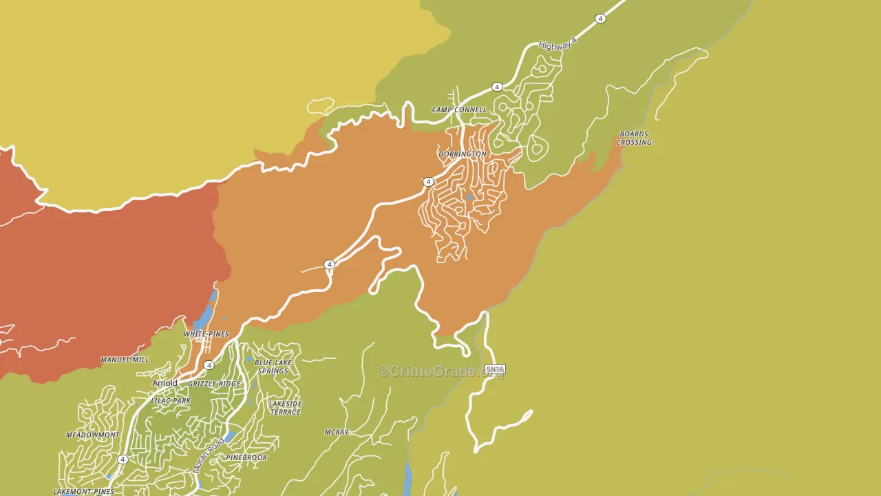 Dorrington, CA Map of Vandalism Rates