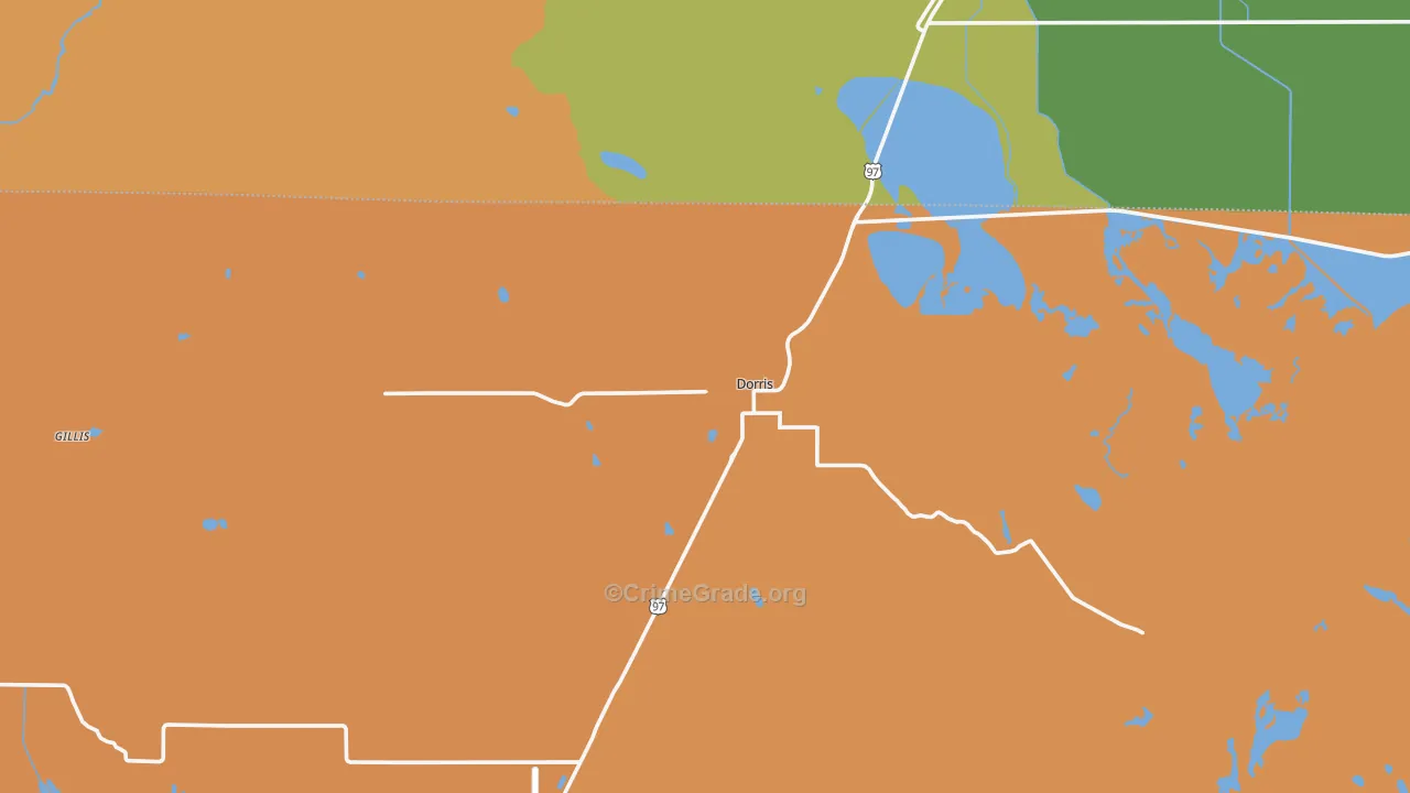 Dorris, CA Map of Vandalism Rates