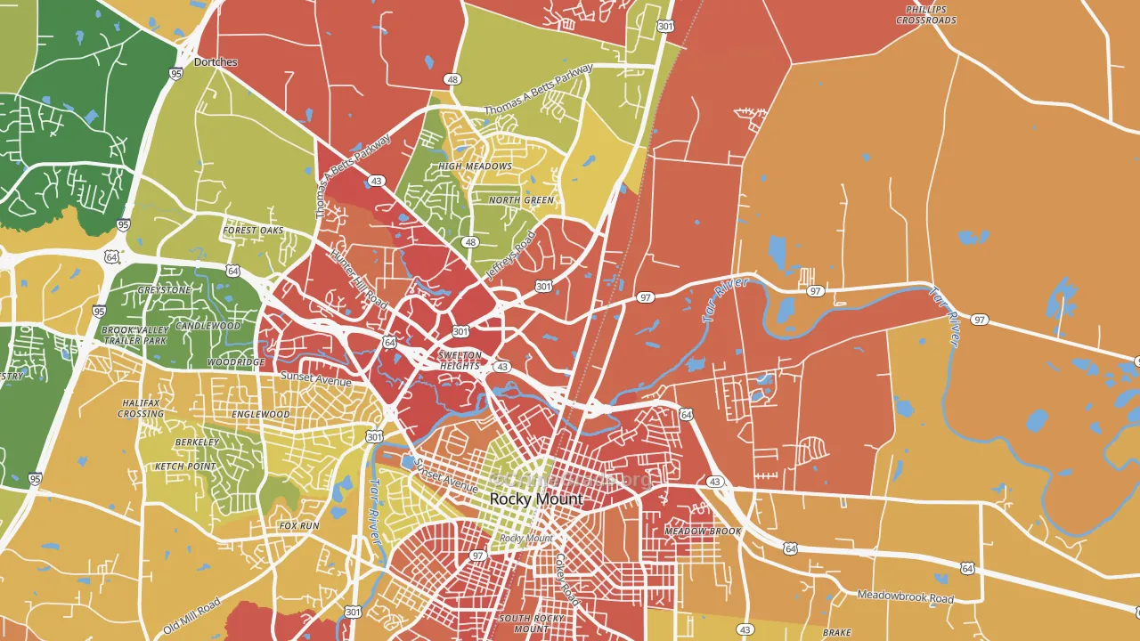 Dortches, NC Map of Vandalism Rates