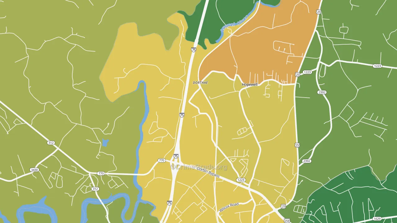 Dortha, KY Map of Vandalism Rates