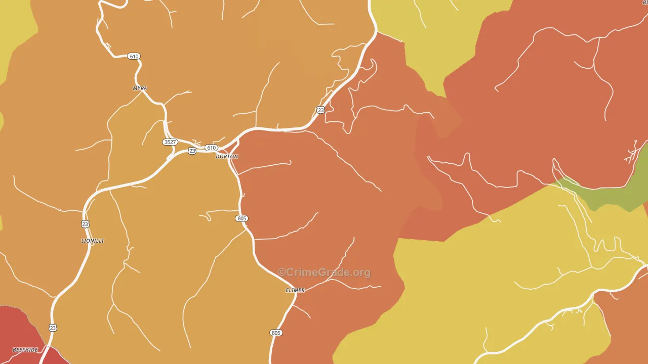 Dorton, KY Map of Vandalism Rates