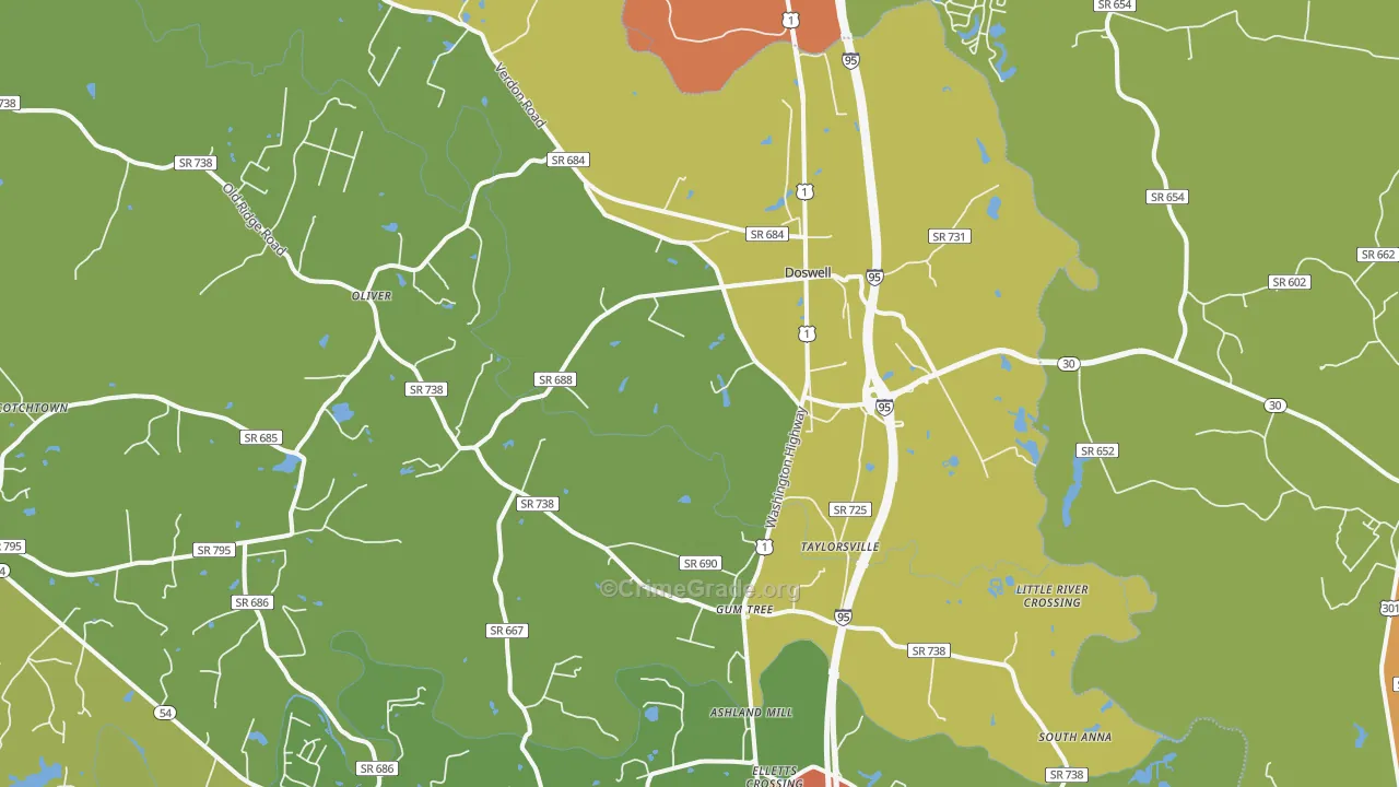 Doswell, VA Map of Vandalism Rates