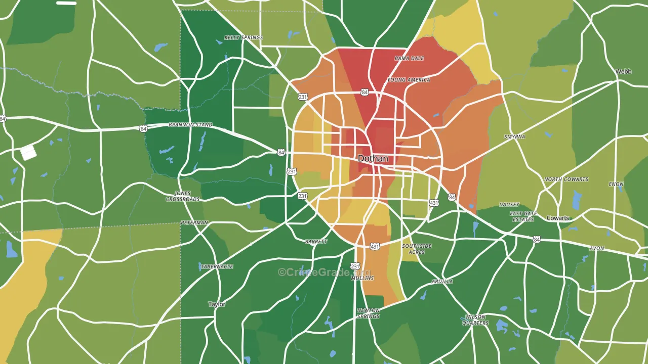 Dothan, AL Map of Vandalism Rates