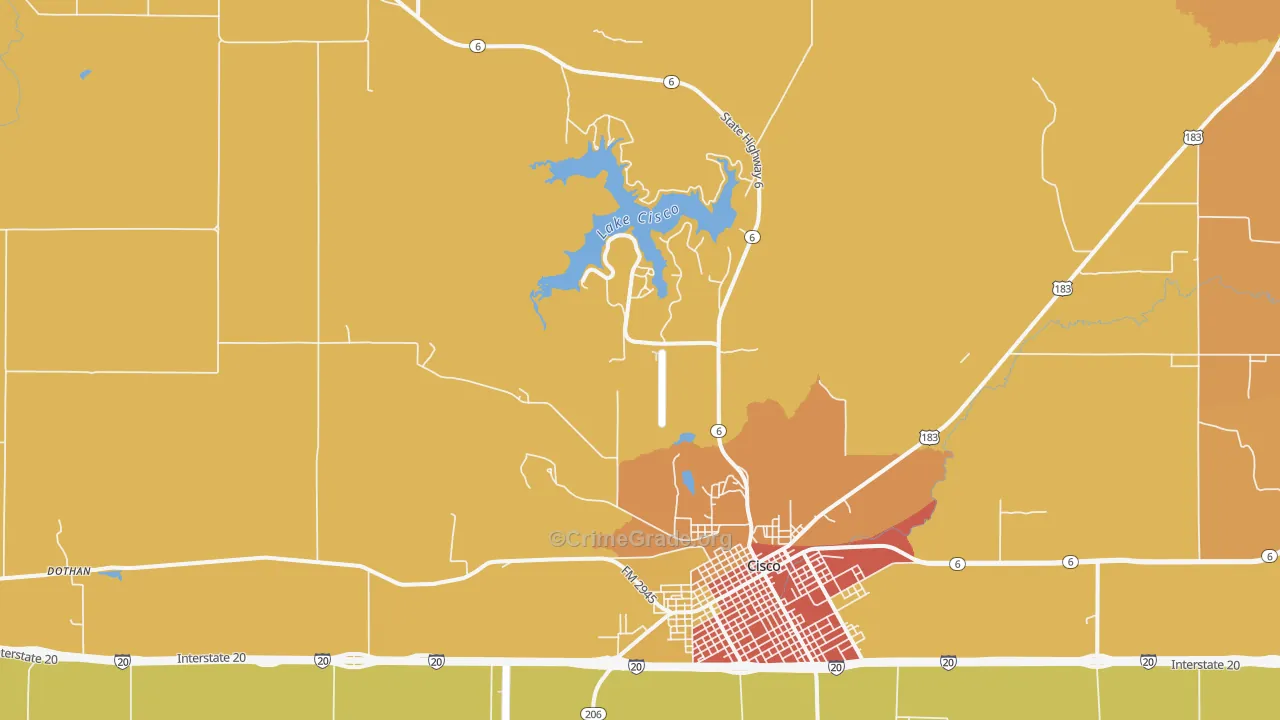 Dothan, TX Map of Vandalism Rates