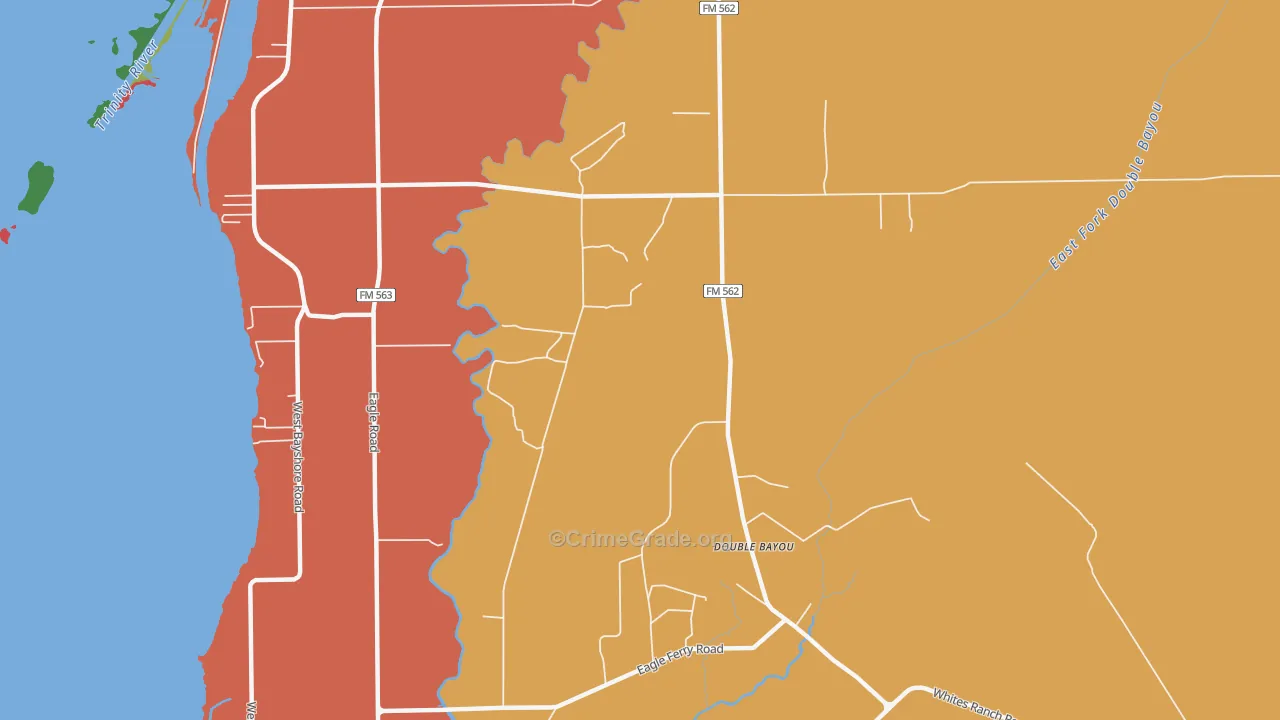 Double Bayou, TX Map of Vandalism Rates