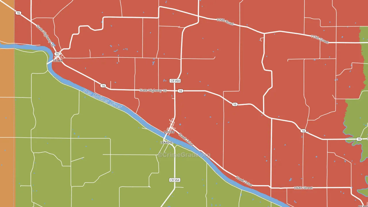 Douds, IA Map of Vandalism Rates