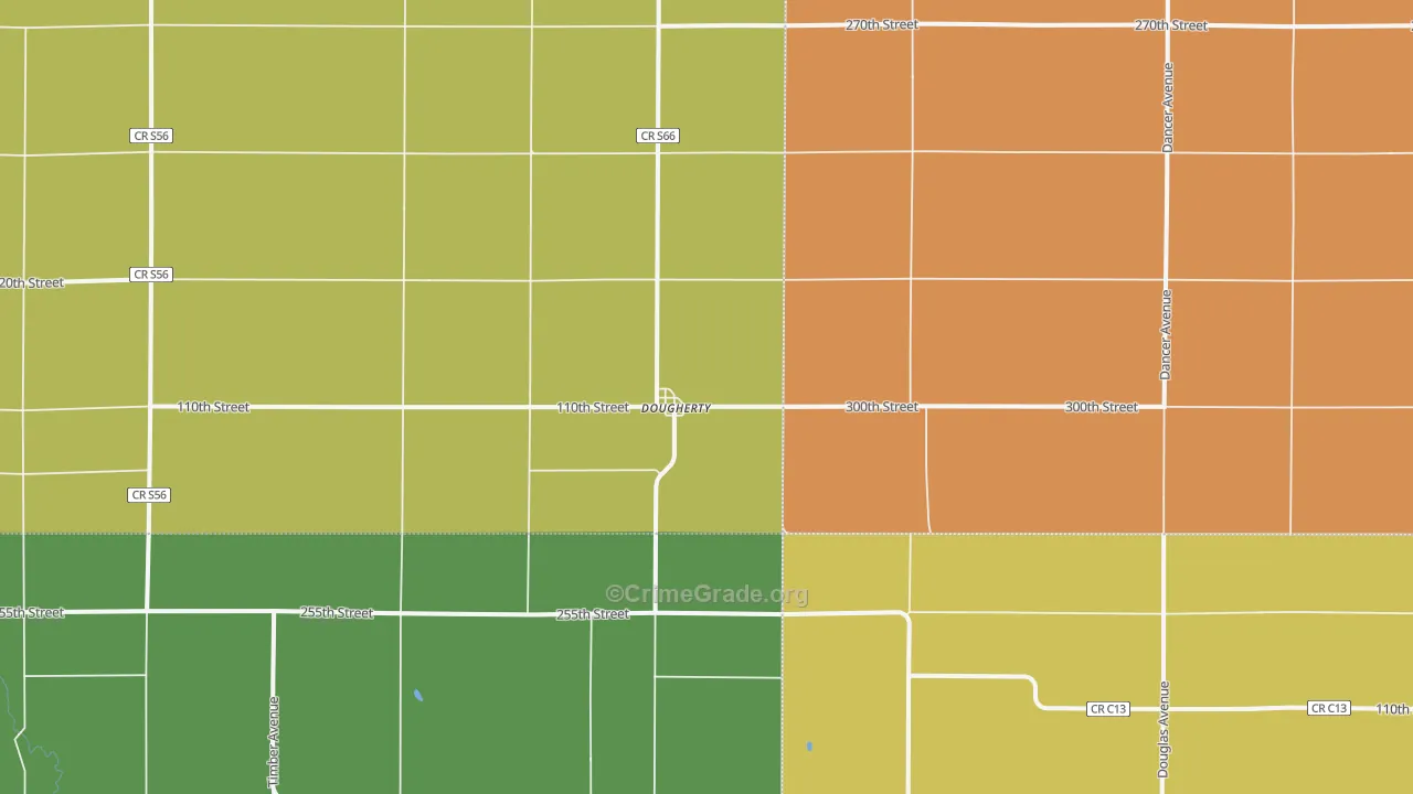 Dougherty, IA Map of Vandalism Rates