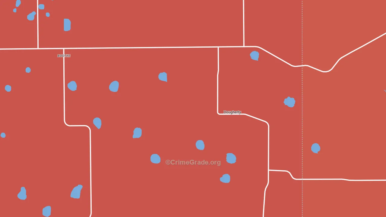 Dougherty, TX Map of Vandalism Rates