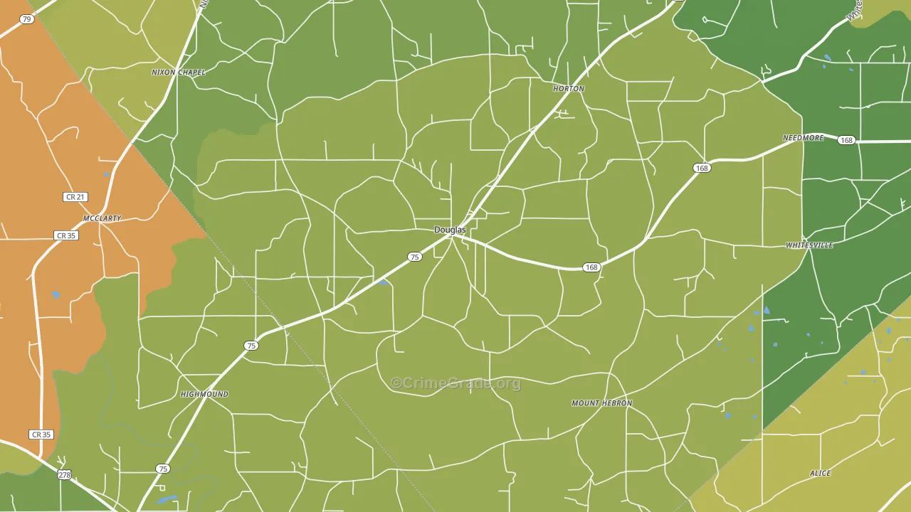 Douglas, AL Map of Vandalism Rates