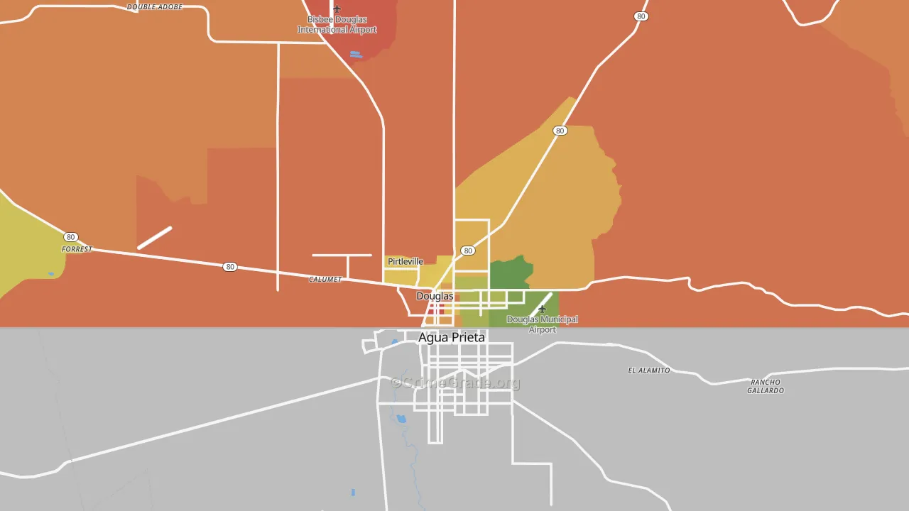 Douglas, AZ Map of Vandalism Rates