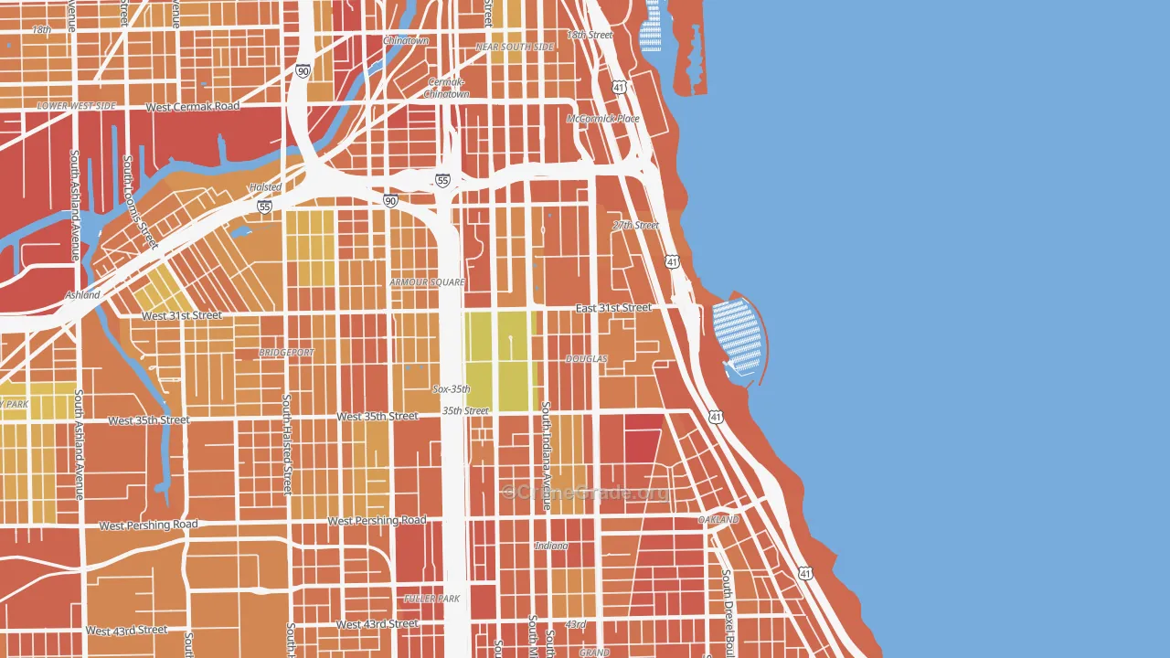 Douglas, Chicago, IL Map of Vandalism Rates