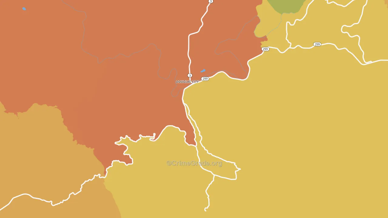 Douglas City, CA Map of Vandalism Rates