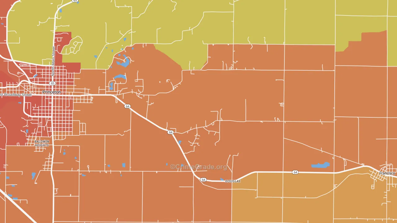 Douglas, IN Map of Vandalism Rates