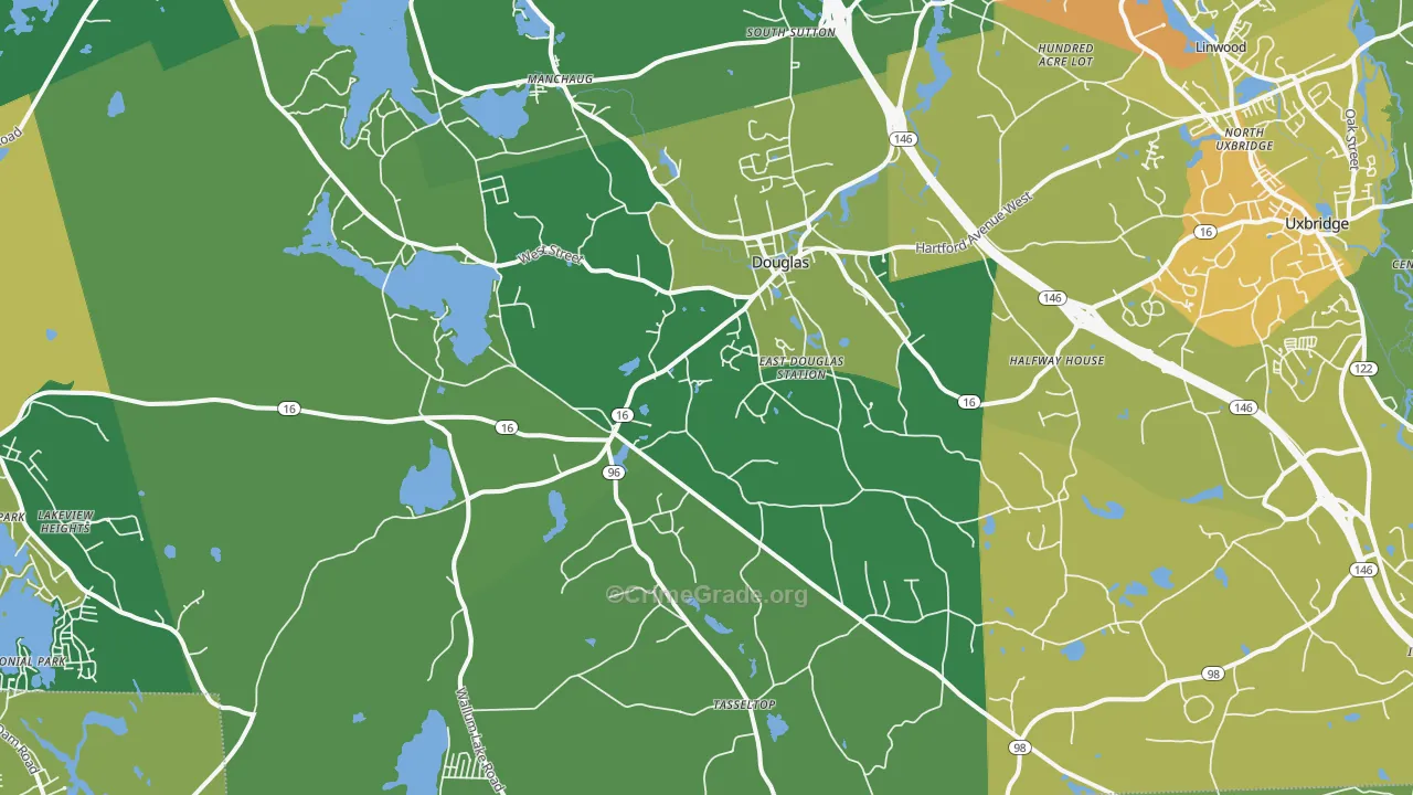 Douglas, MA Map of Vandalism Rates