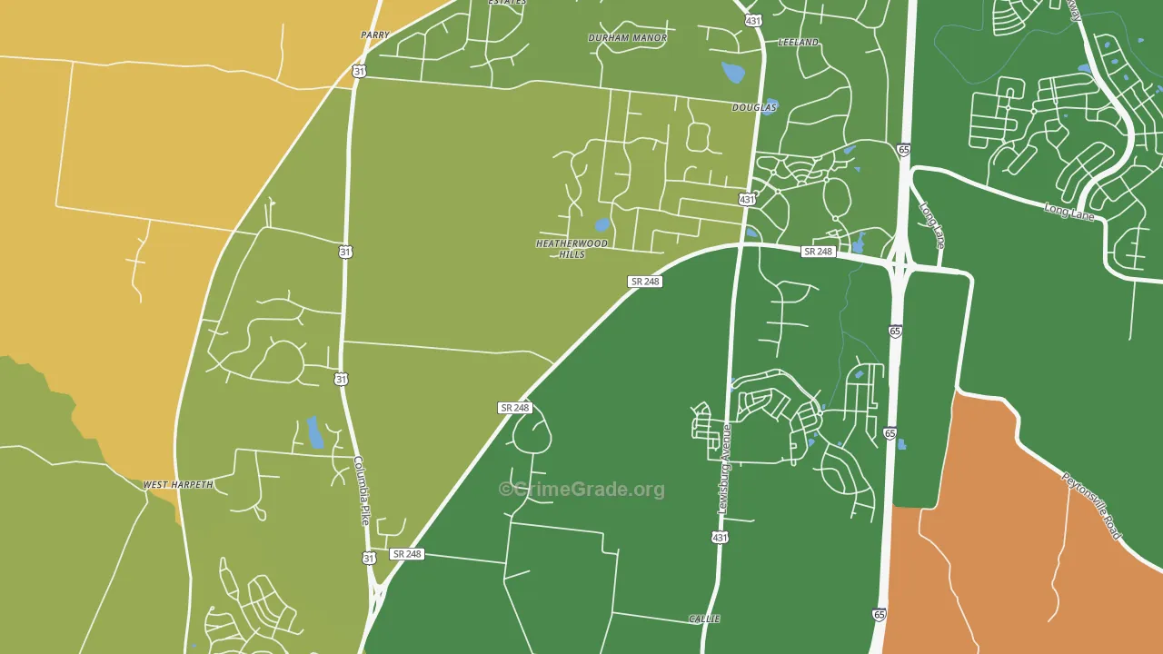 Douglas, TN Map of Vandalism Rates