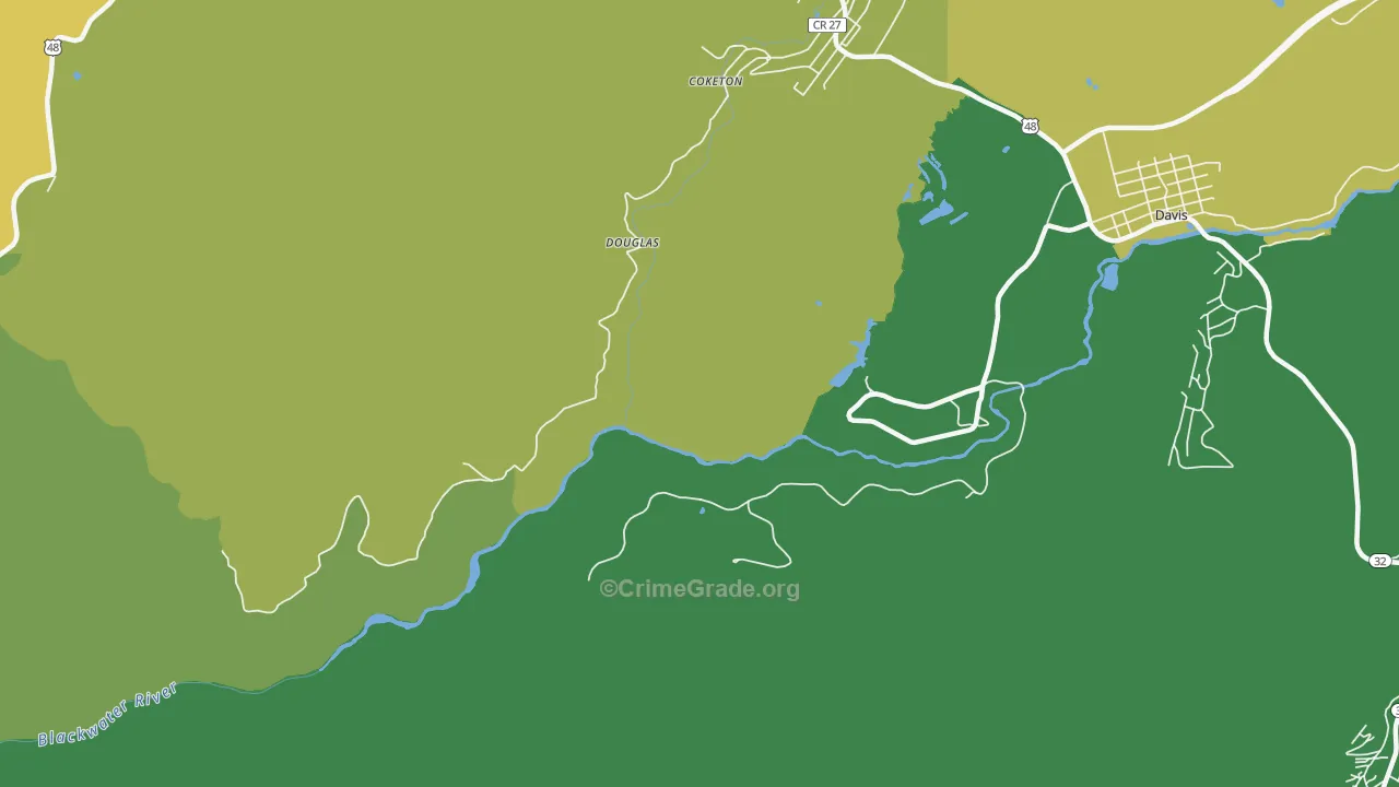 Douglas, WV Map of Vandalism Rates