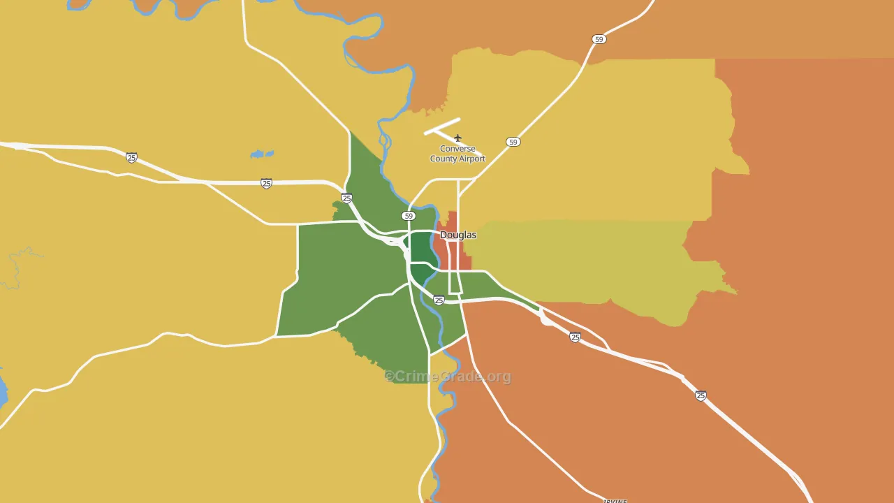 Douglas, WY Map of Vandalism Rates