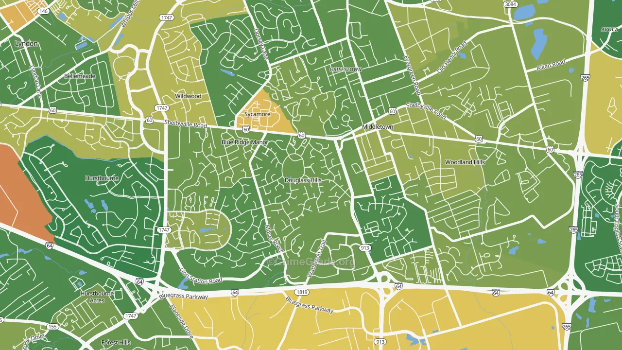 Douglass Hills, KY Map of Vandalism Rates