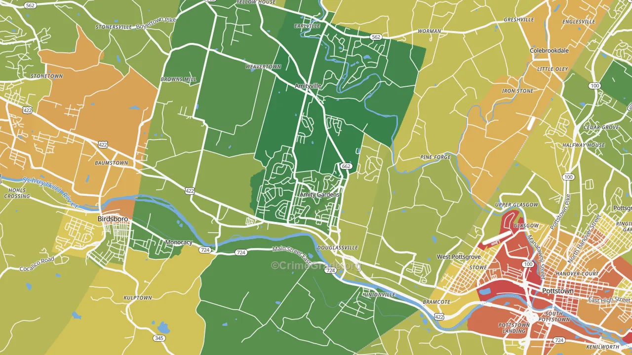 Douglassville, PA Map of Vandalism Rates