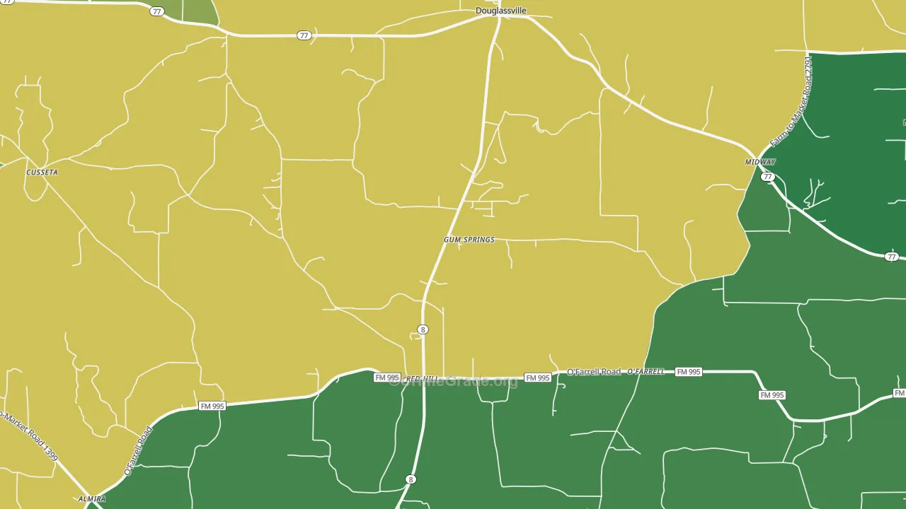 Douglassville, TX Map of Vandalism Rates