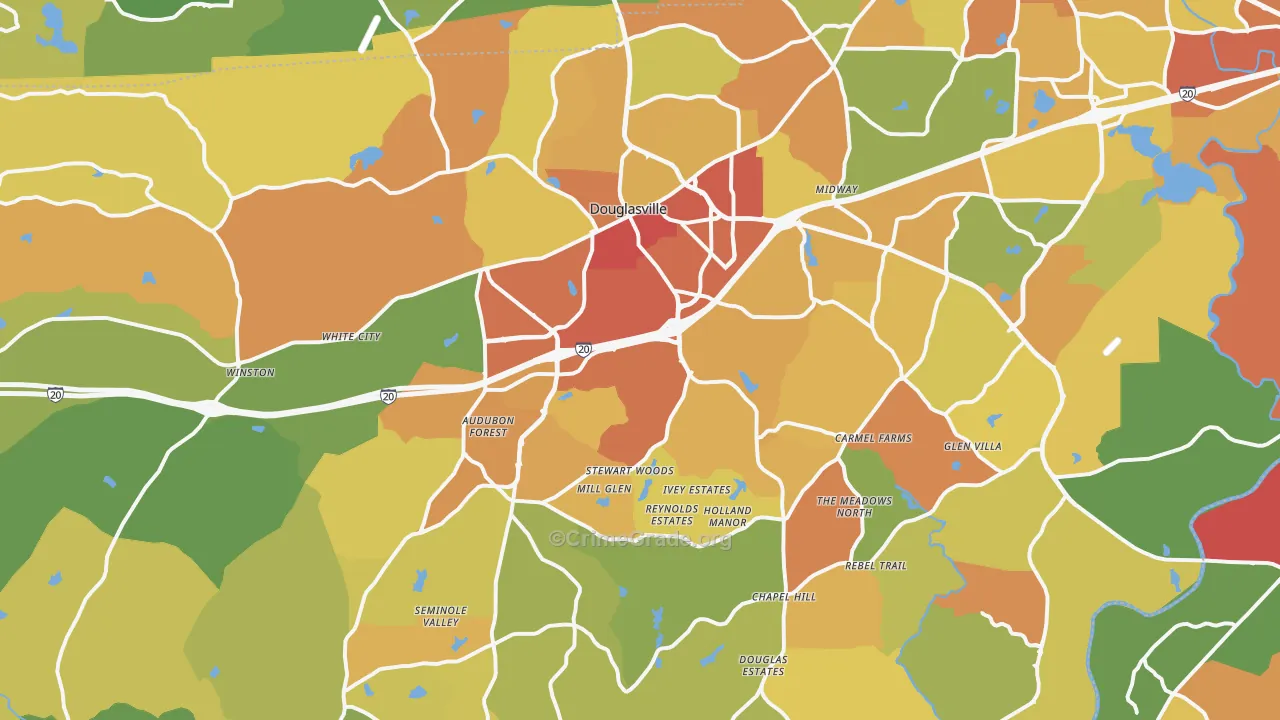 Douglasville, GA Map of Vandalism Rates