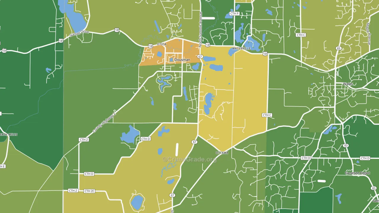 Dousman, WI Map of Vandalism Rates
