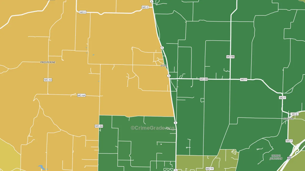 Dove, MO Map of Vandalism Rates