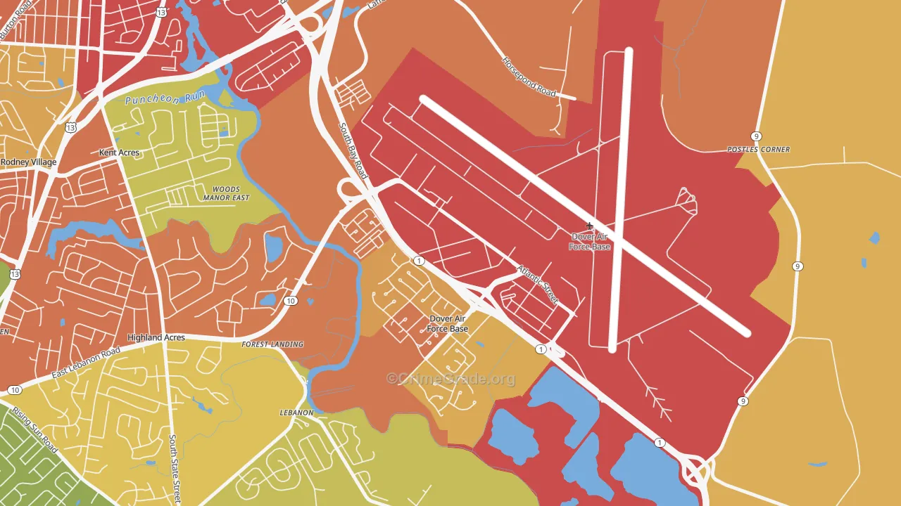 Dover Afb, DE Map of Vandalism Rates
