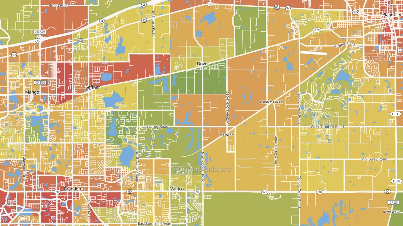 Dover, FL Map of Vandalism Rates