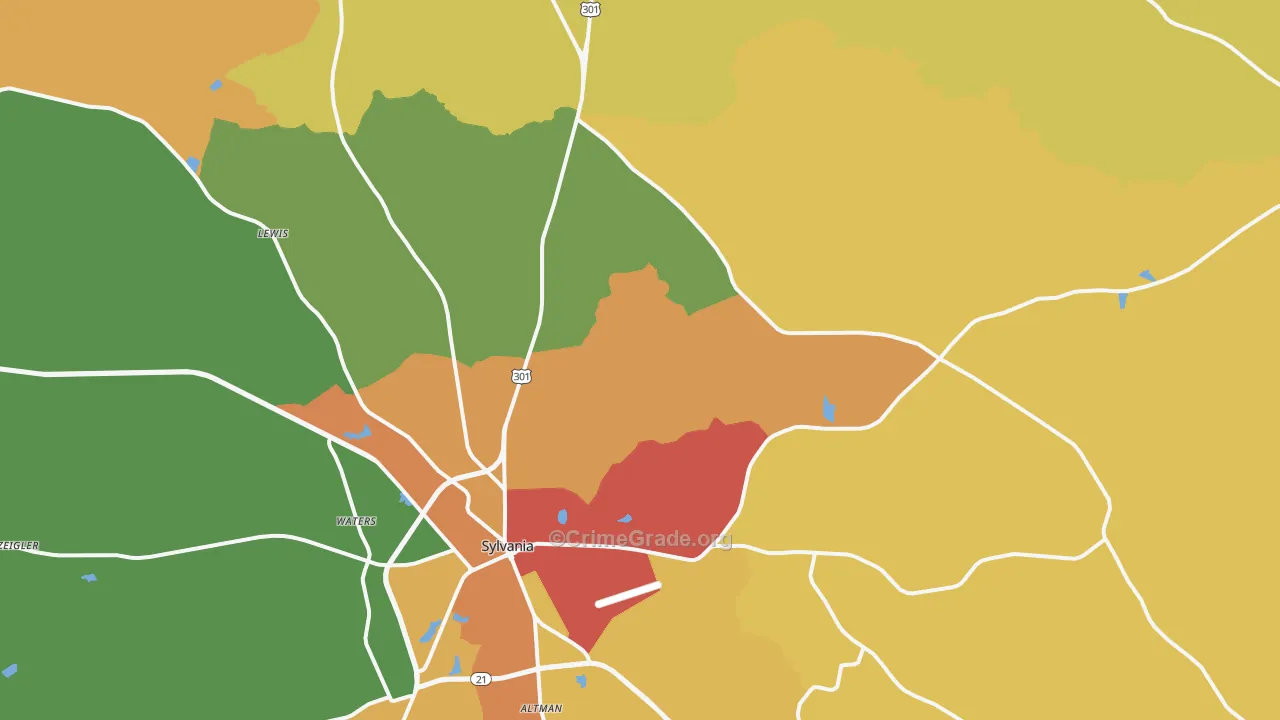 Dover, GA Map of Vandalism Rates