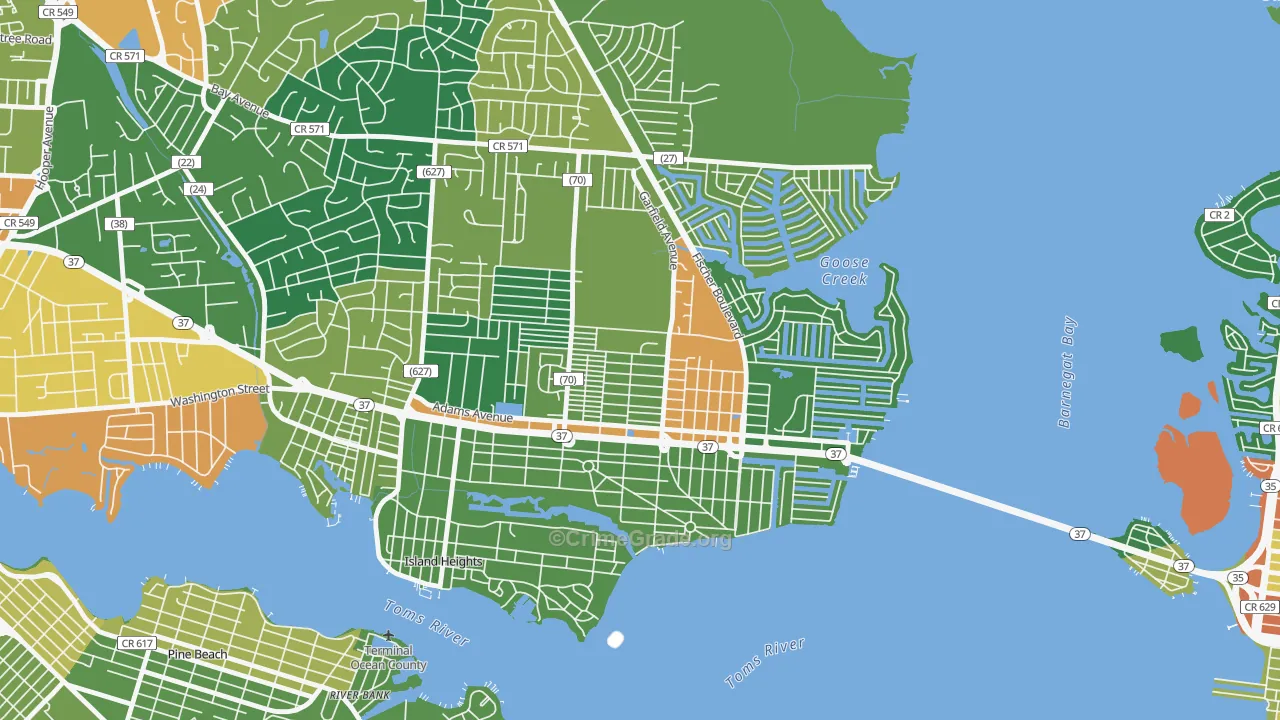 Dover Heights, Toms River, NJ Map of Vandalism Rates