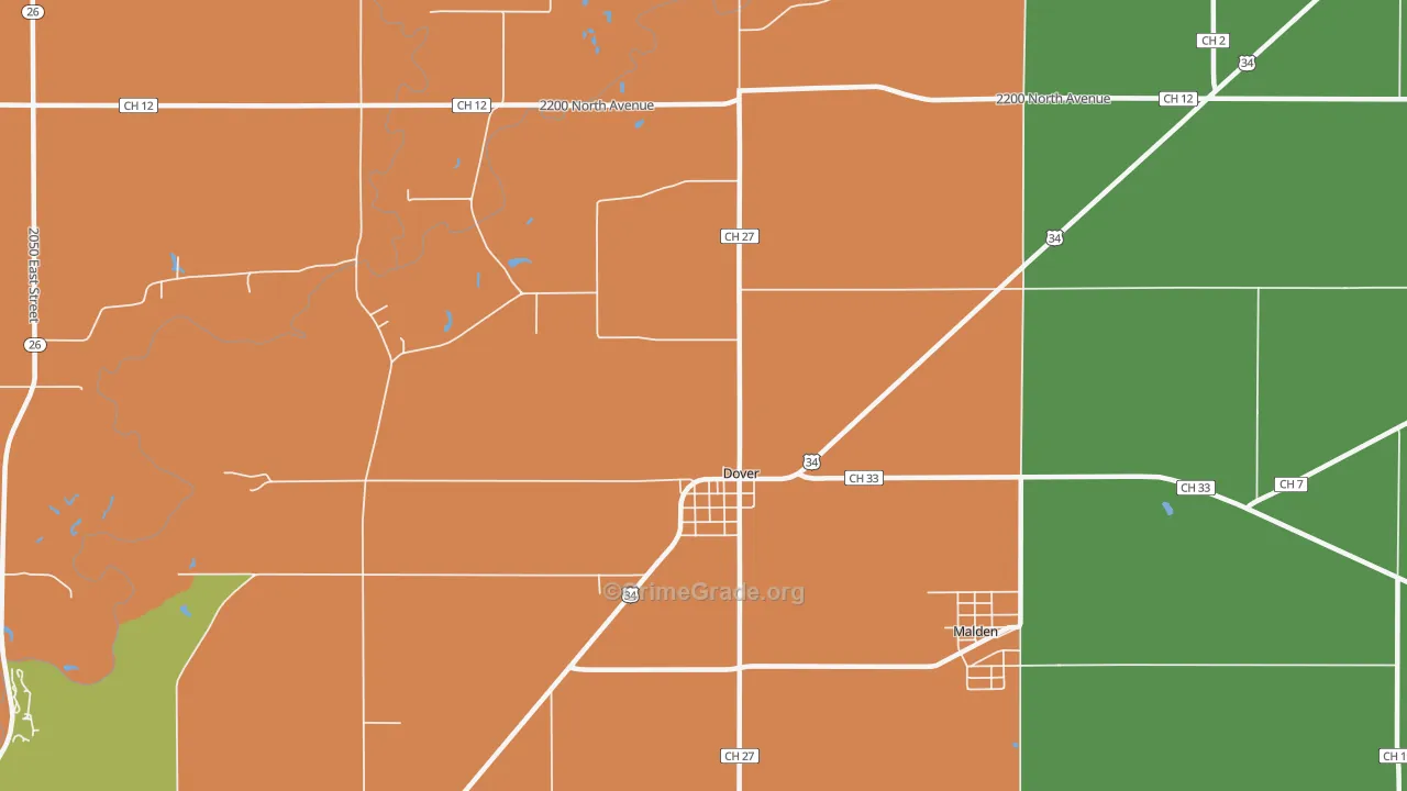 Dover, IL Map of Vandalism Rates