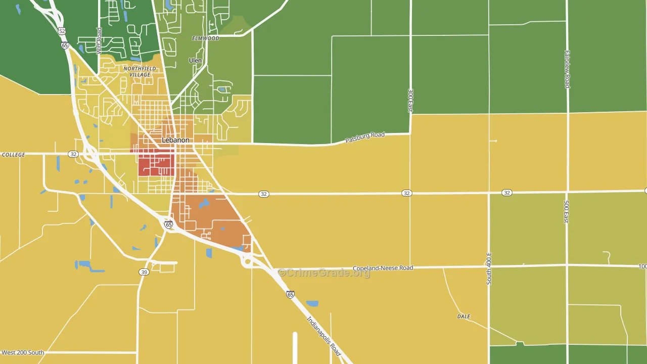 Dover, IN Map of Vandalism Rates