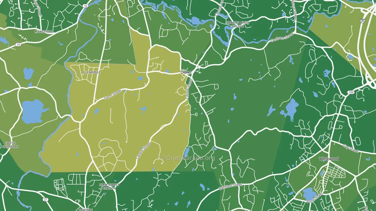 Dover, MA Map of Vandalism Rates