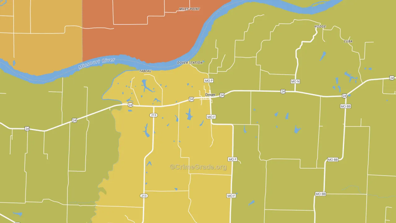 Dover, MO Map of Vandalism Rates