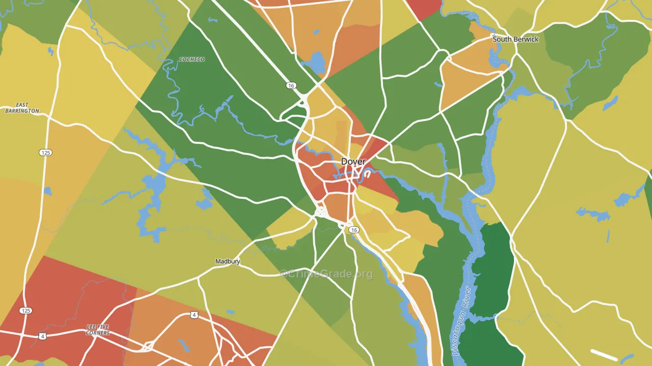Dover, NH Map of Vandalism Rates