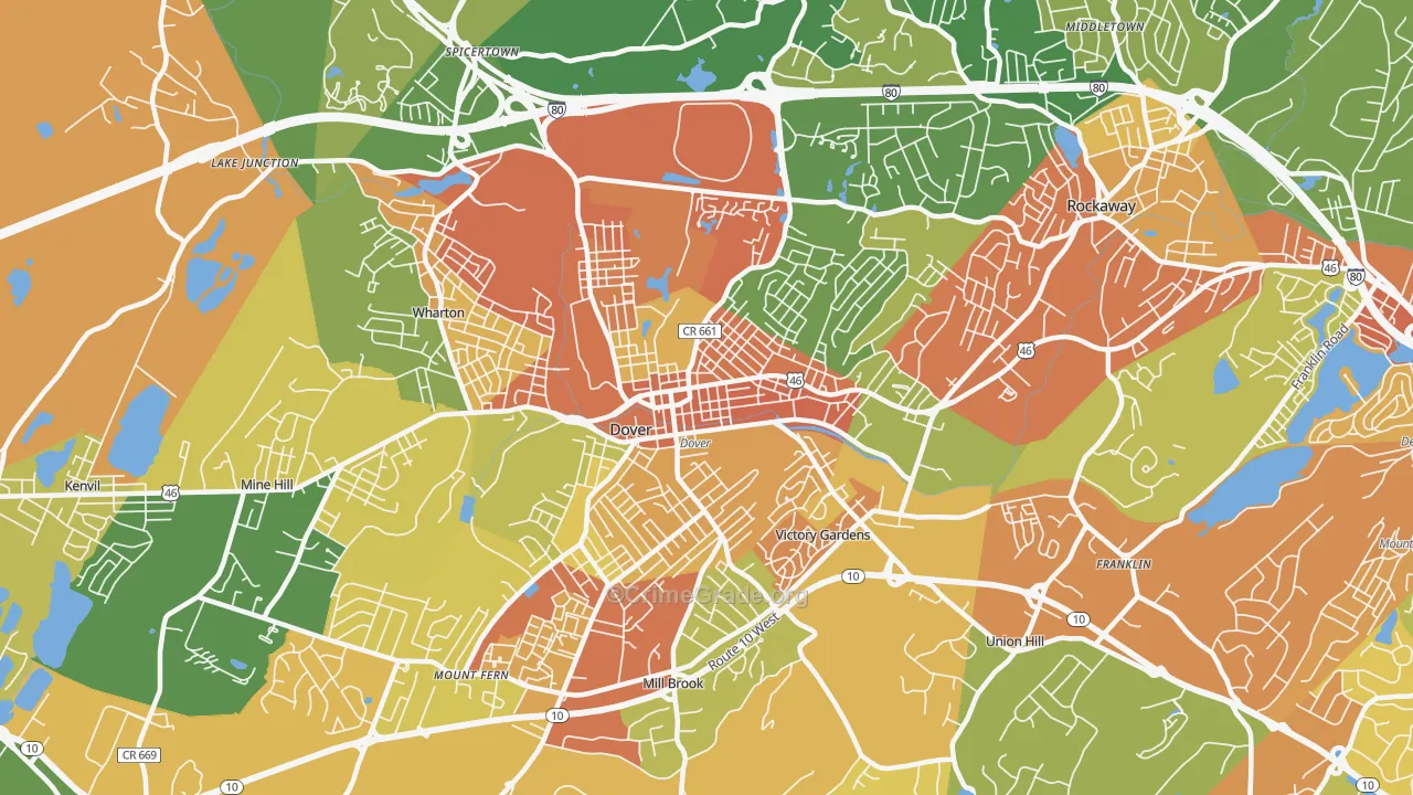 Dover, NJ Map of Vandalism Rates