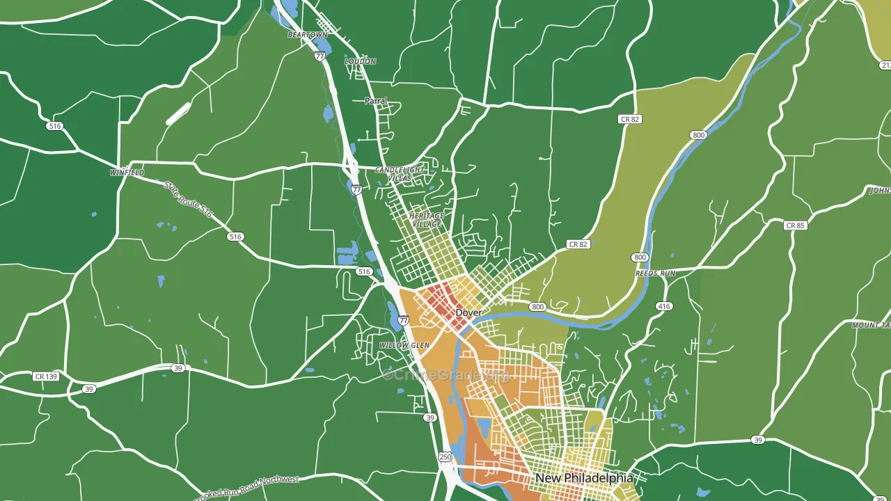 Dover, OH Map of Vandalism Rates