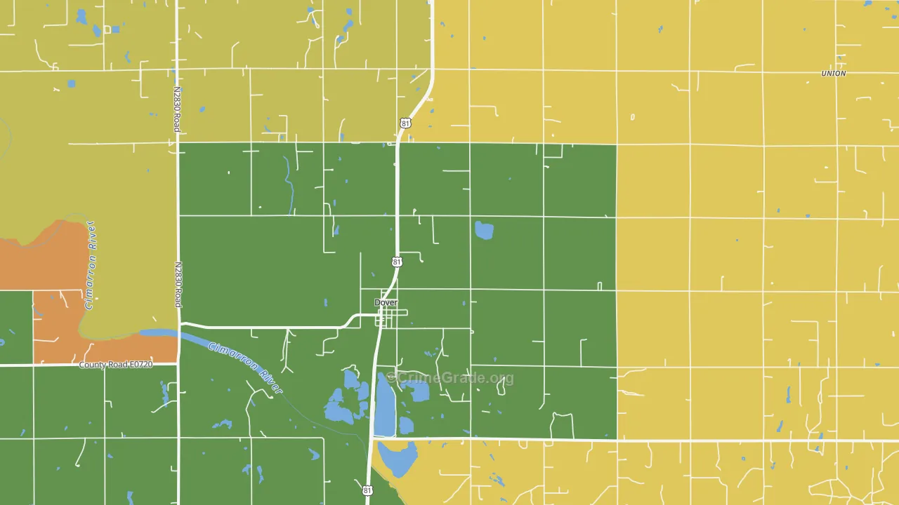 Dover, OK Map of Vandalism Rates