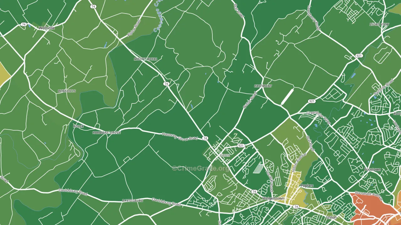 Dover, PA Map of Vandalism Rates