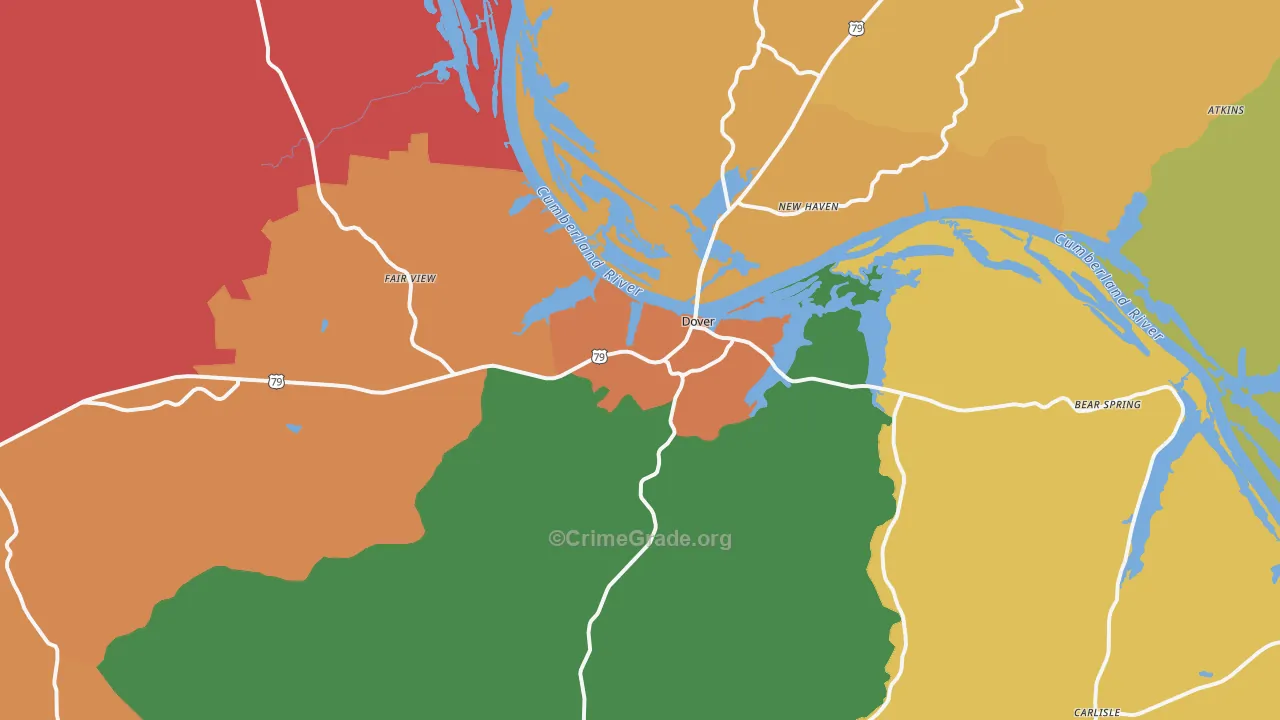 Dover, TN Map of Vandalism Rates