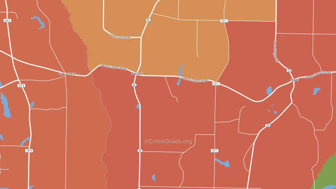 Doverel, GA Map of Vandalism Rates