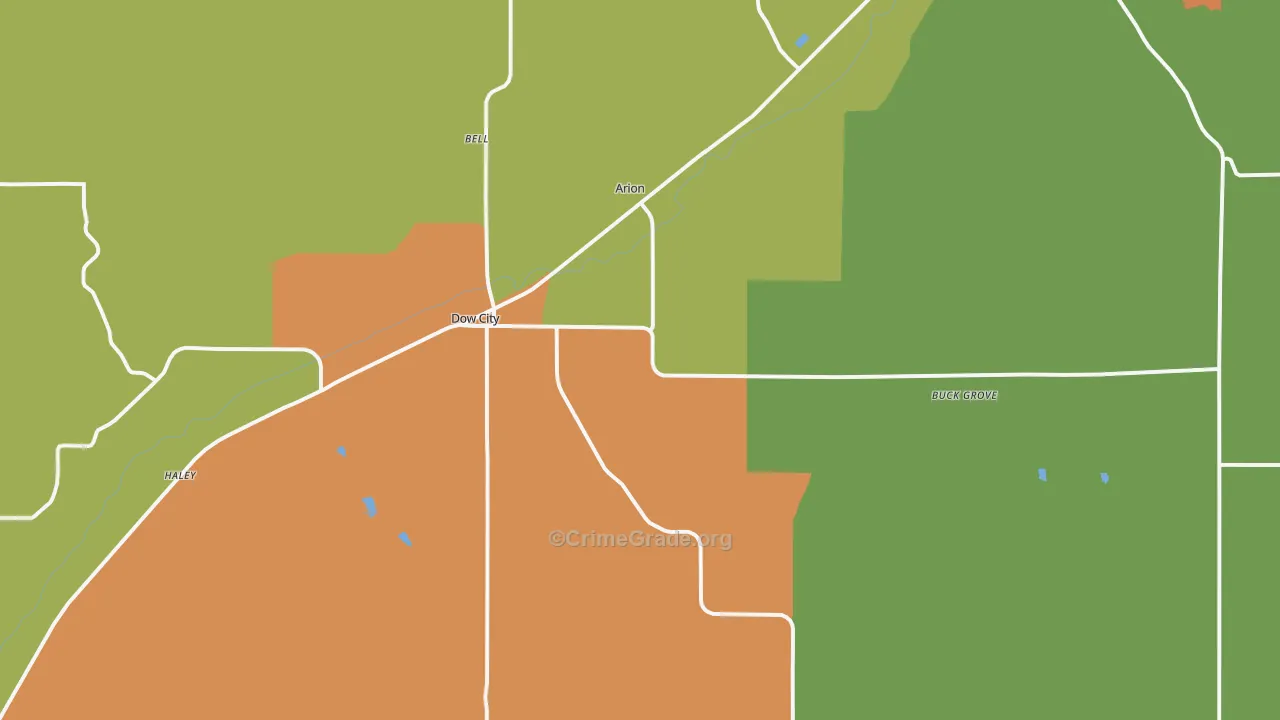 Dow City, IA Map of Vandalism Rates