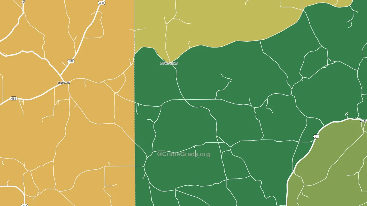 Dowdville, MS Map of Vandalism Rates
