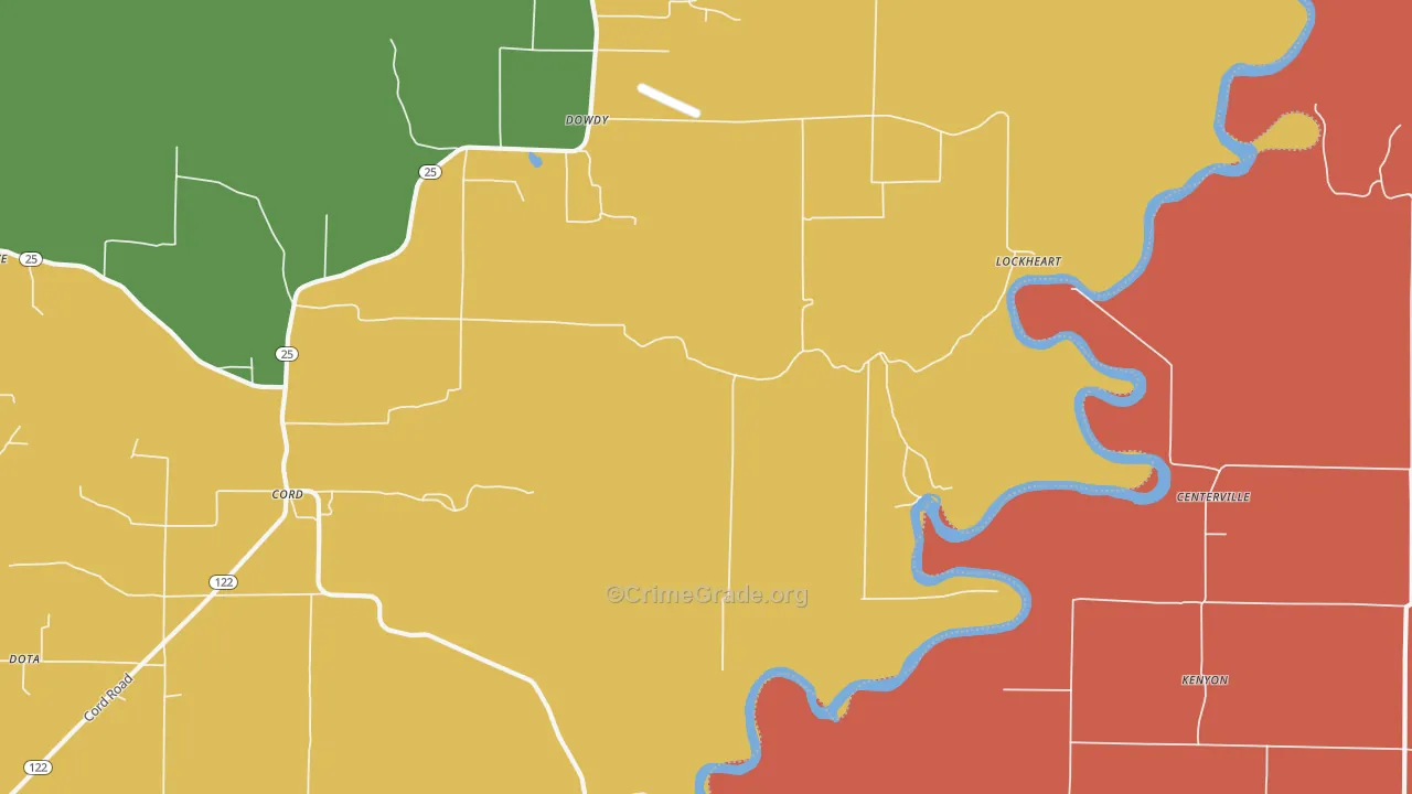 Dowdy, AR Map of Vandalism Rates